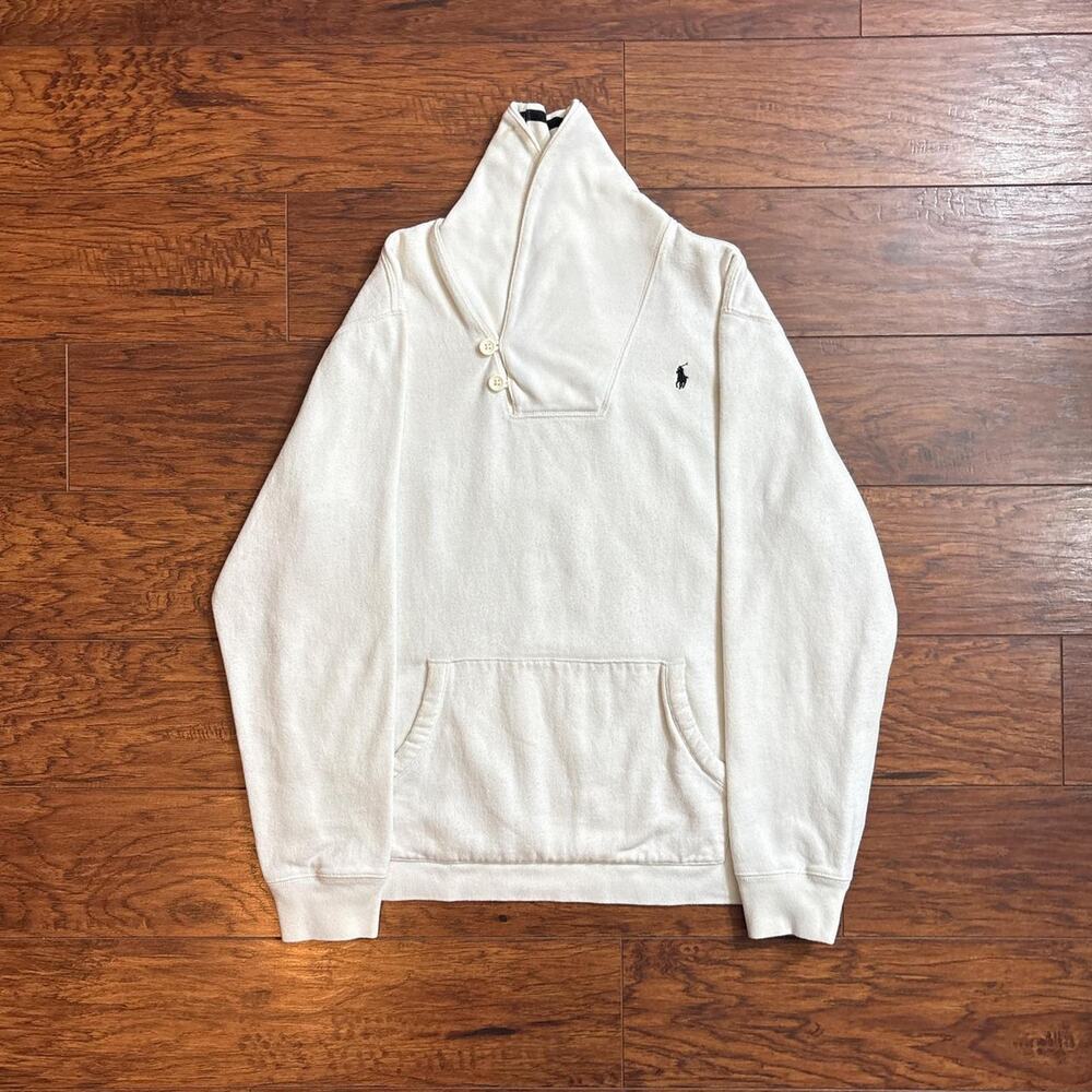 Polo Ralph Lauren White Shawl Collar Button Sweatshirt Size Boys XL(18-20)